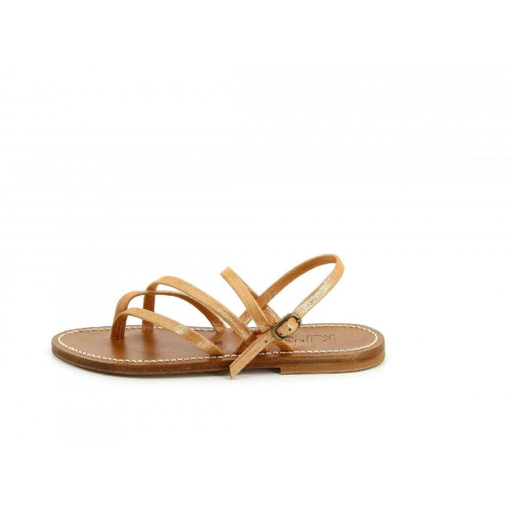 K.JACQUES NEMESIS Sandales Plates Cuir Velter Abricot