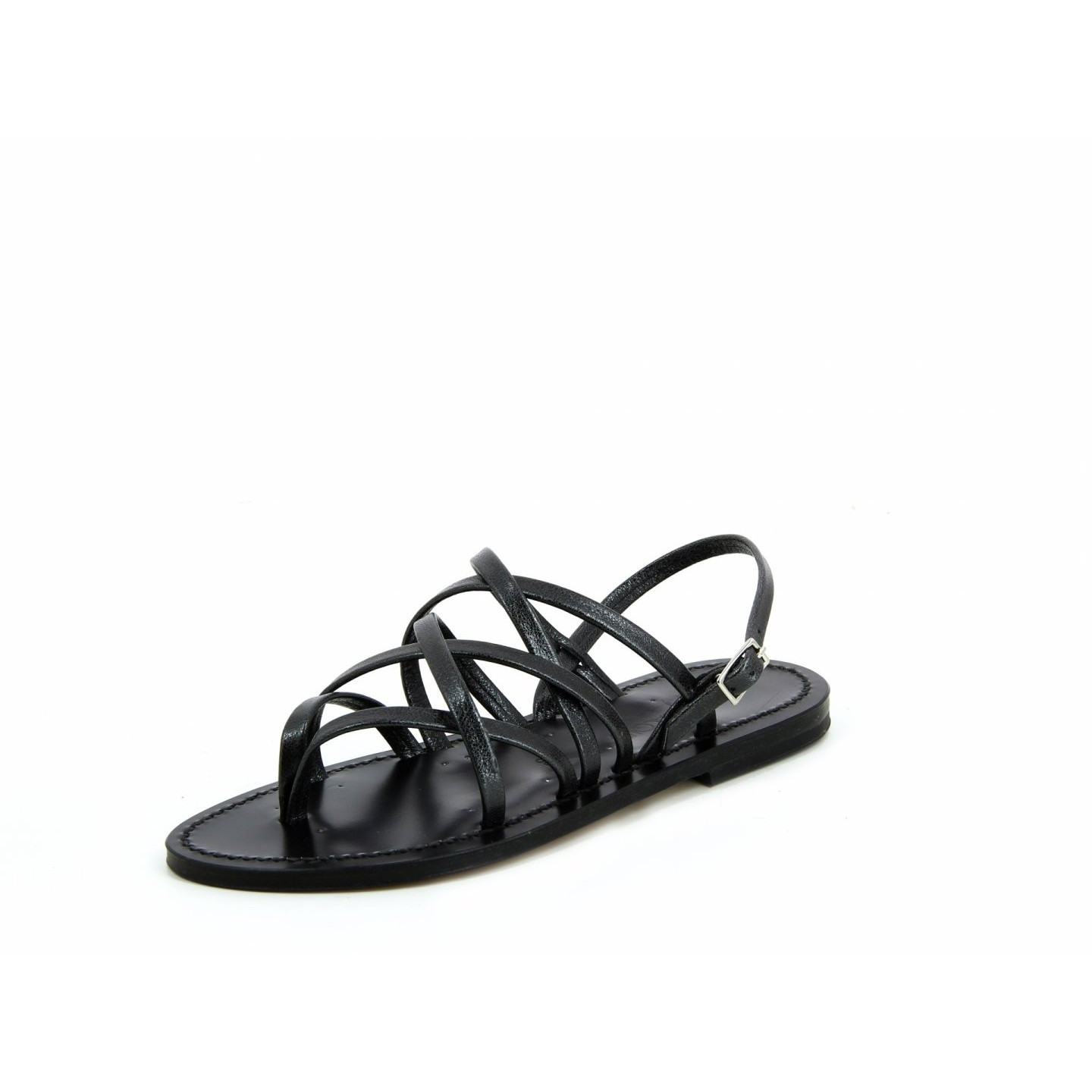 K.JACQUES PANDORA EBENE Sandales plates Cuir Metyl Piombo