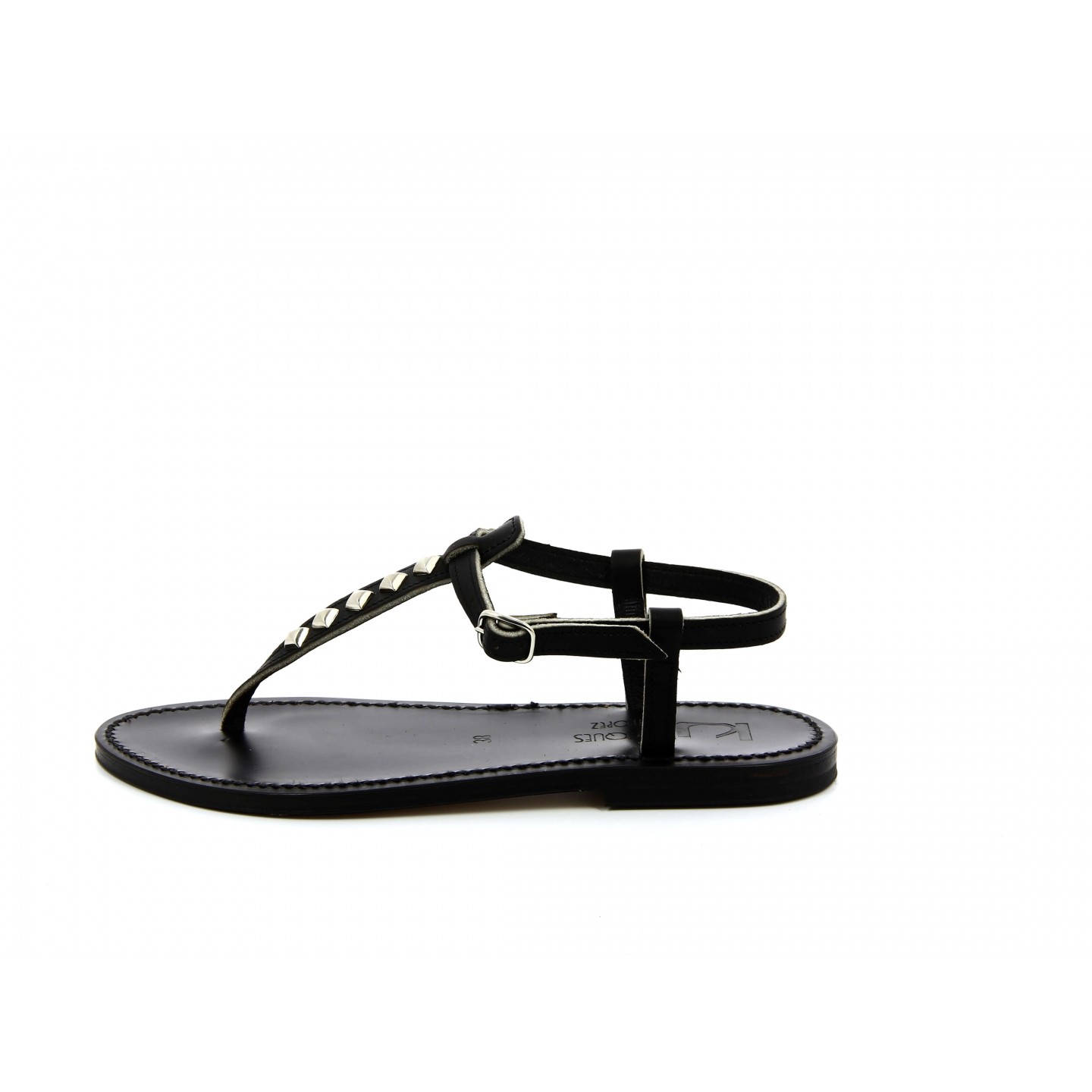 K.JACQUES PICONPYR EBENE Sandales Plates Cuir Pul Noir