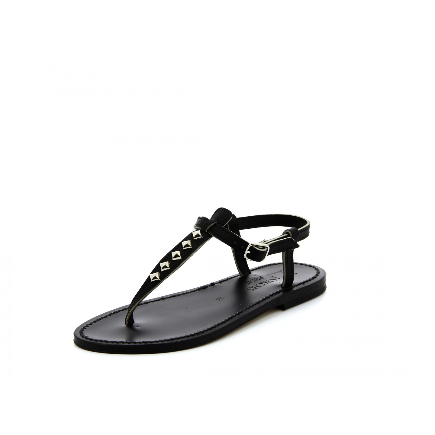 K.JACQUES PICONPYR EBENE Sandales plates Cuir Pul Noir