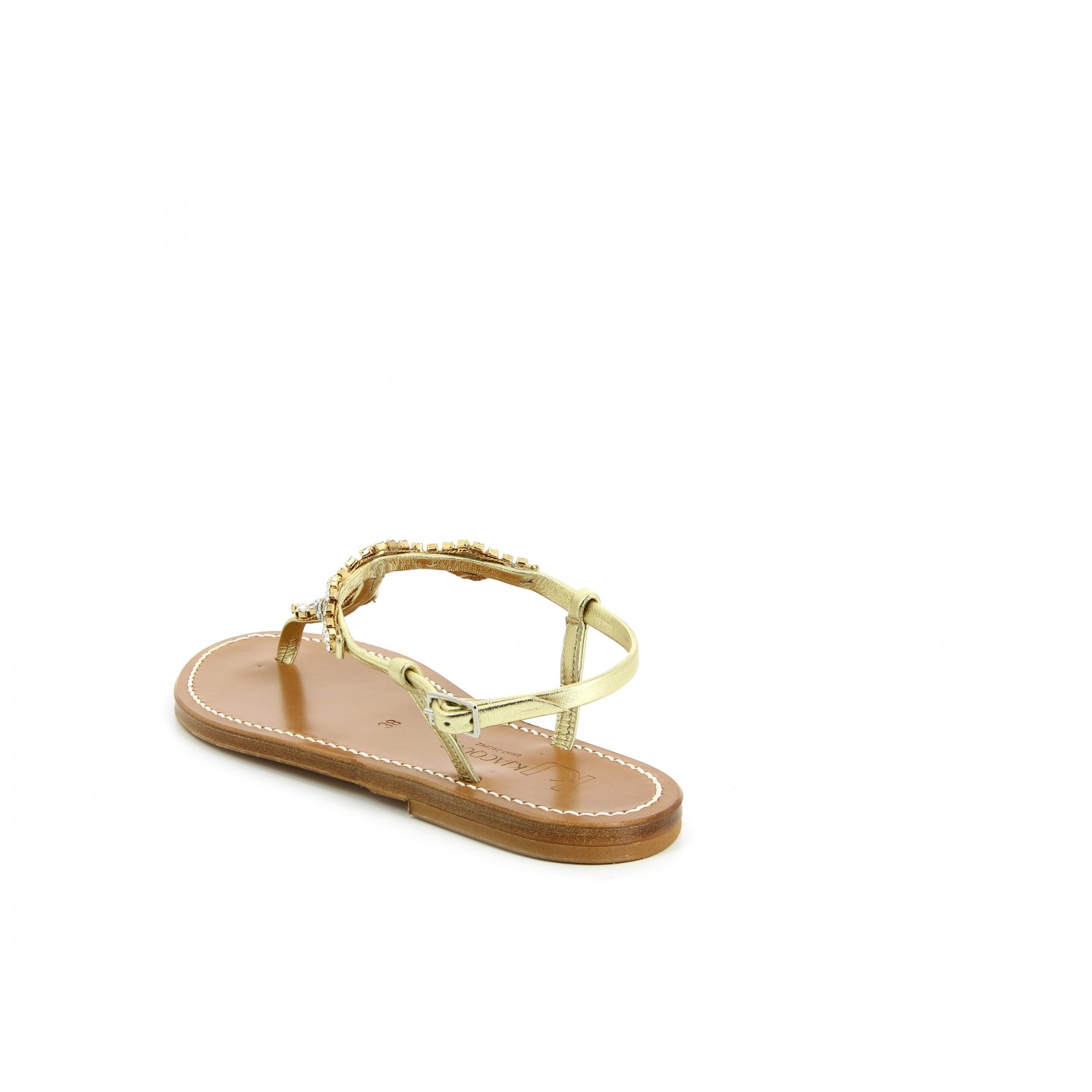 K.JACQUES SERPENTINE Sandales Plates Cuir Métal Doré