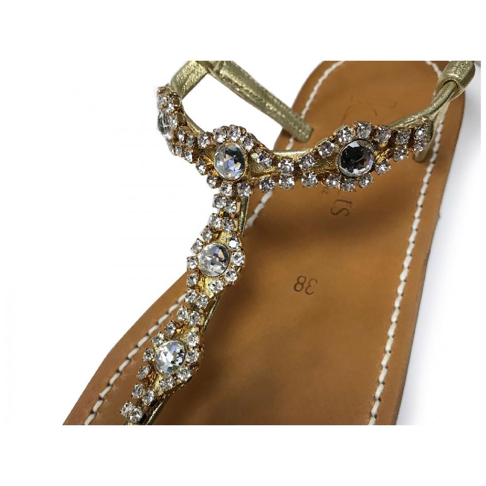 K.JACQUES SERPENTINE Sandales Plates Cuir Métal Doré