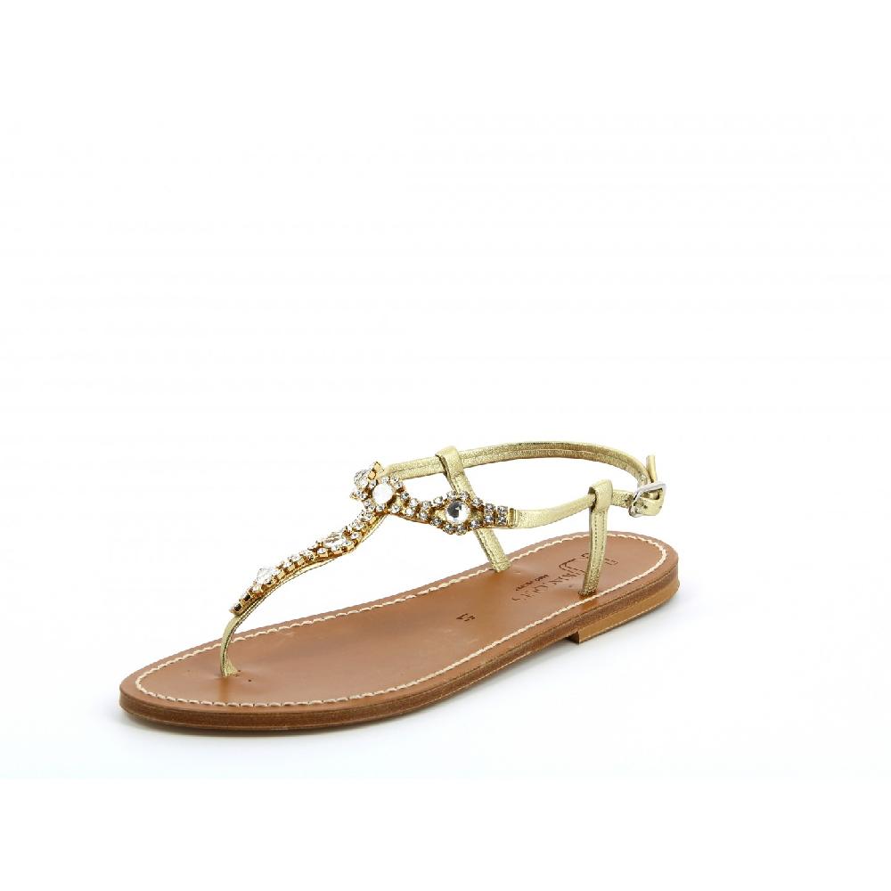 K.JACQUES SERPENTINE Sandales plates Cuir Métal Doré