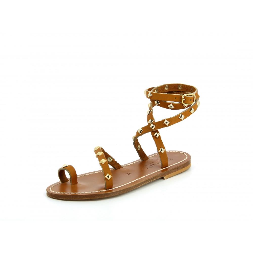 K.JACQUES SKADIPYR Sandales plates Cuir Pul Vert Or