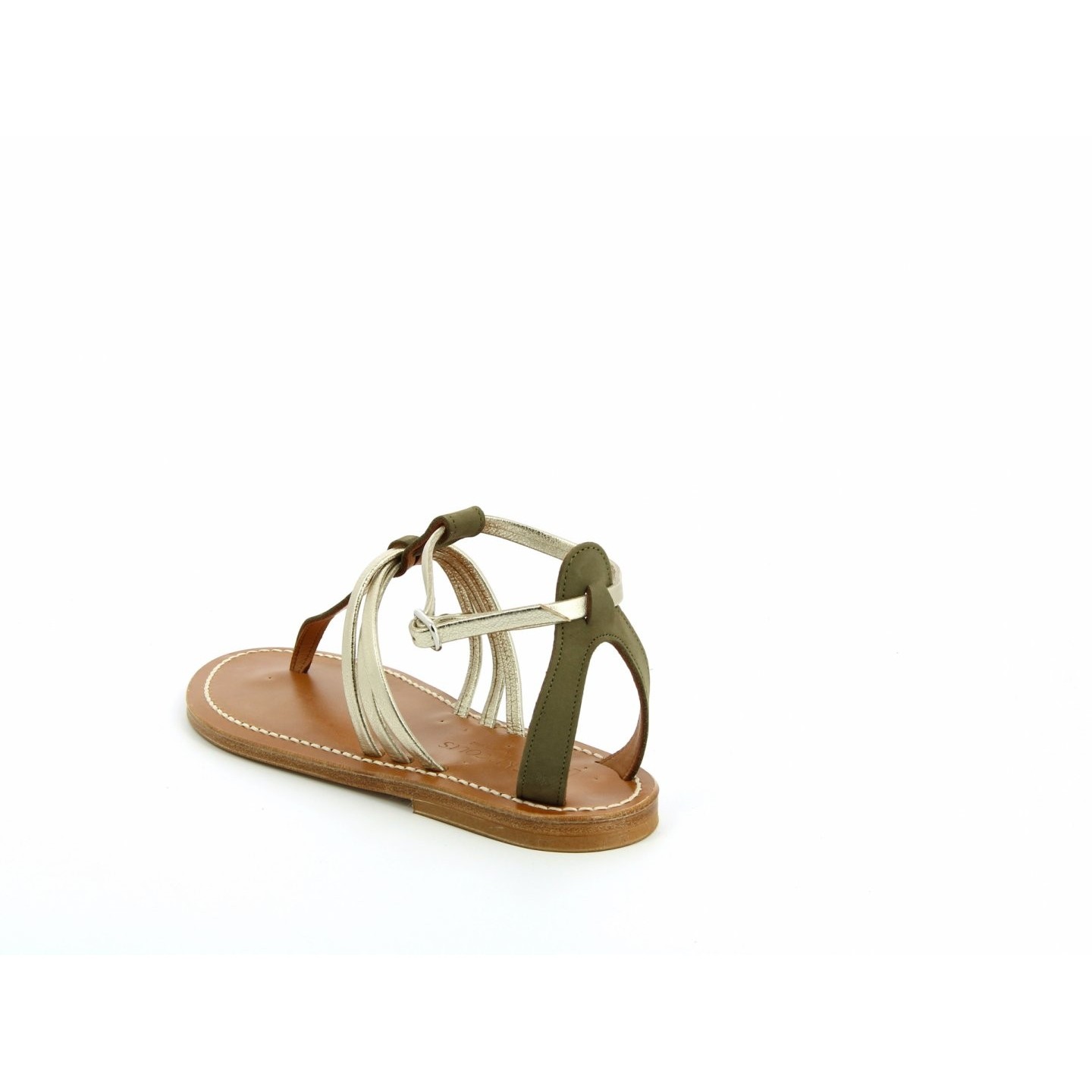 K.JACQUES SOPHOCLE Sandales Plates Cuirs Nubuck Kaki Metyl Champan