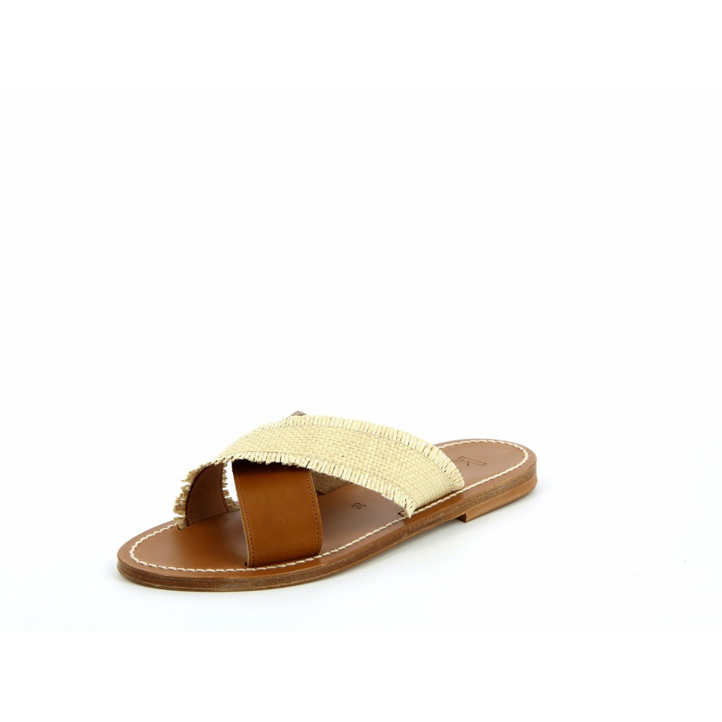 K.JACQUES TEMUCO Sandales Plates Cuir Pul Naturel Raffia