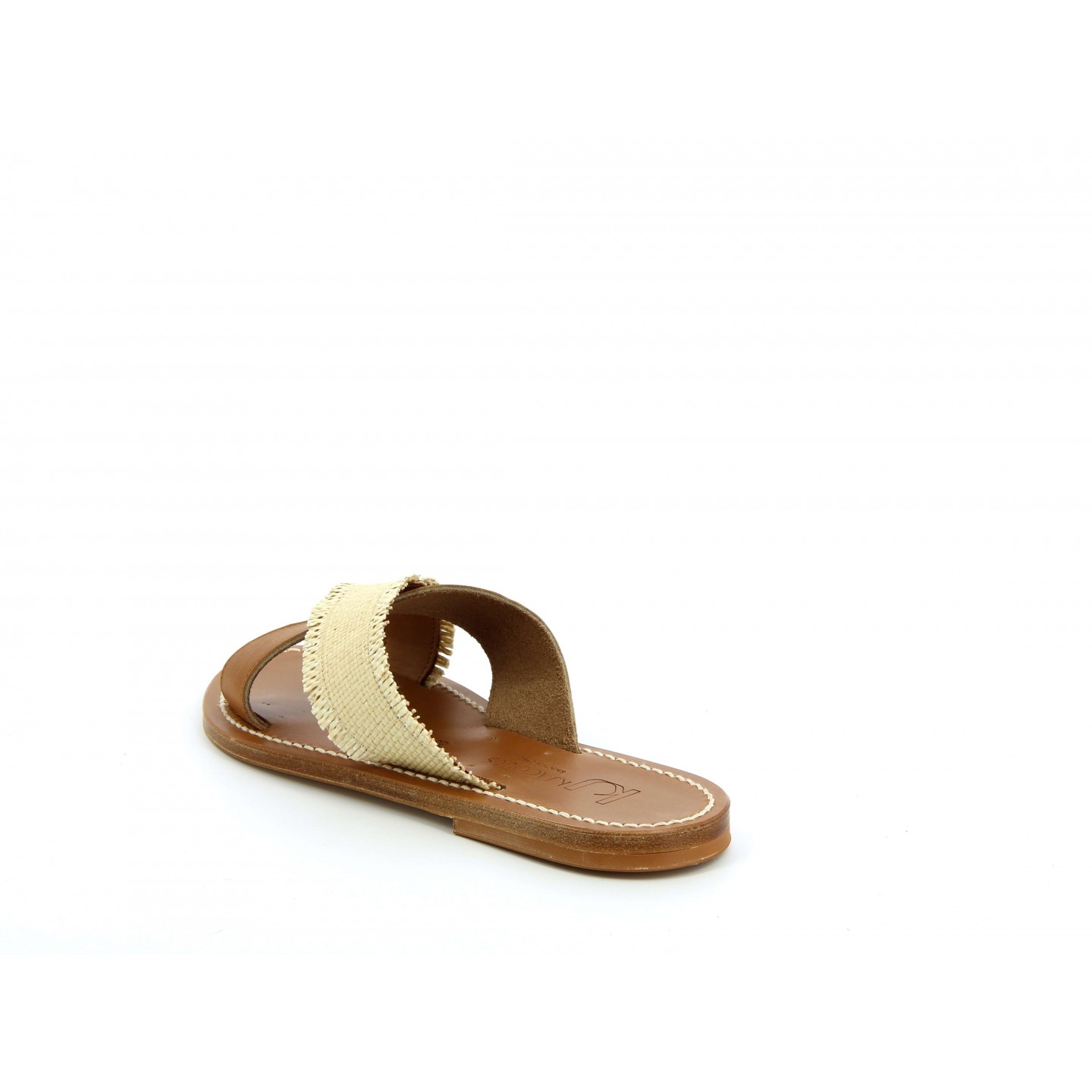 K.JACQUES TEMUCO Sandales Plates Cuir Pul Naturel Raffia