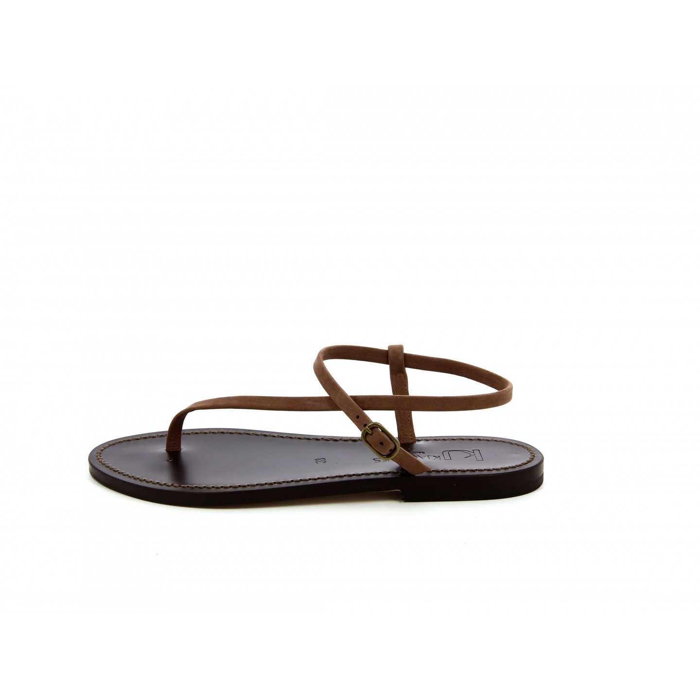 K.JACQUES VASSILI MOKA Sandales Plates Cuir Nubuck Nut