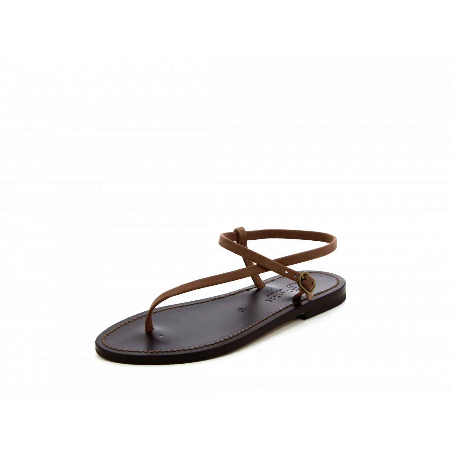 K.JACQUES VASSILI MOKA Sandales plates Cuir Nubuck Nut