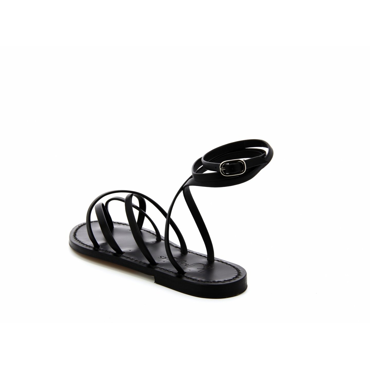 K.JACQUES ZENOBIE EBENE Sandales Plates Cuir Odeon Noir