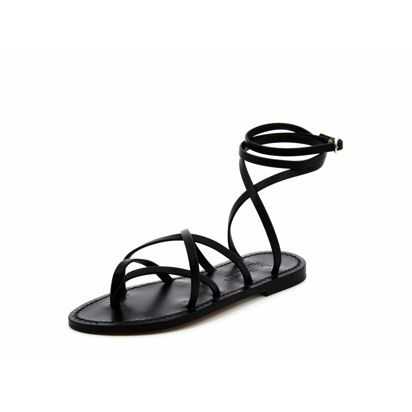 K.JACQUES ZENOBIE EBENE Sandales plates Cuir Odeon Noir