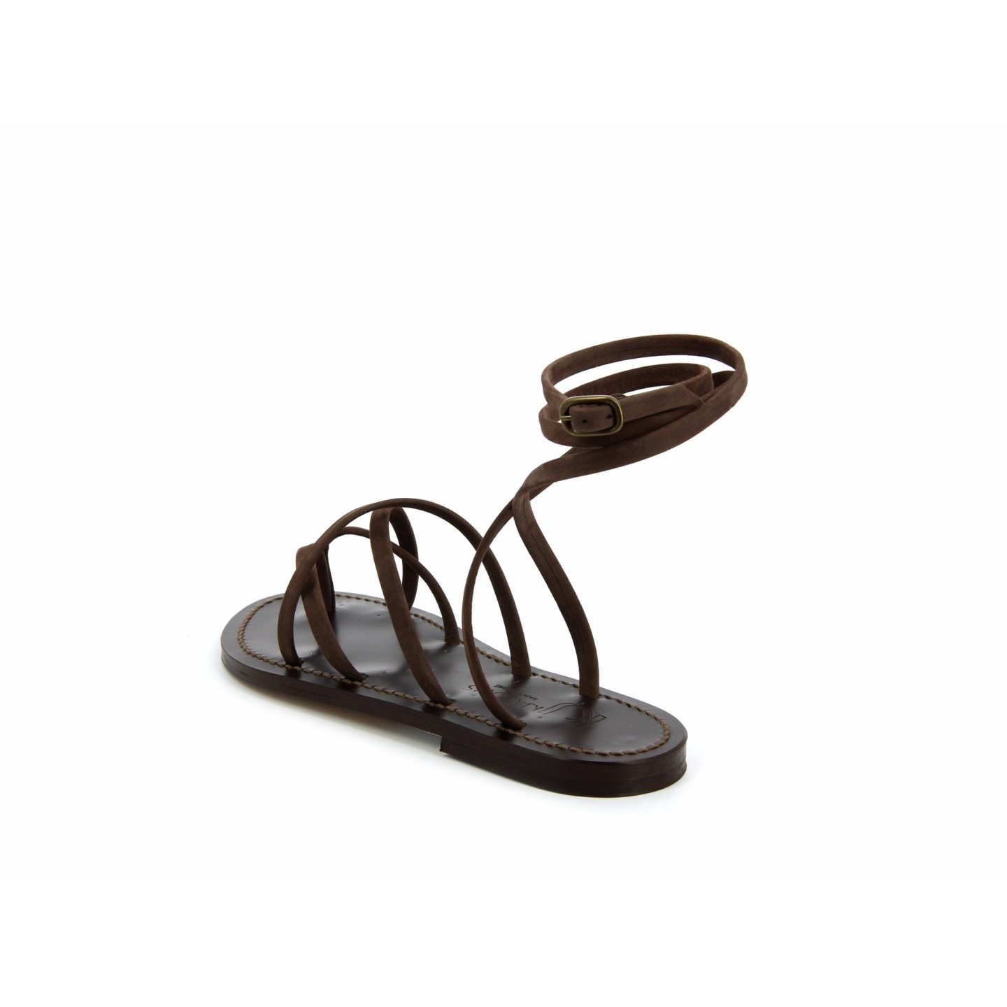 K.JACQUES ZENOBIE MOKA Sandales Plates Cuir Nubuck Ebony