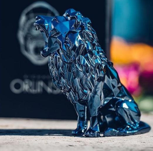 K.olin Tribu Sculpture Roaring Lion Spirit Petrole Edition By Richard Orlinski