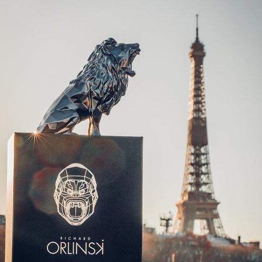 K.olin Tribu Sculpture Roaring Lion Spirit Petrole Edition By Richard Orlinski