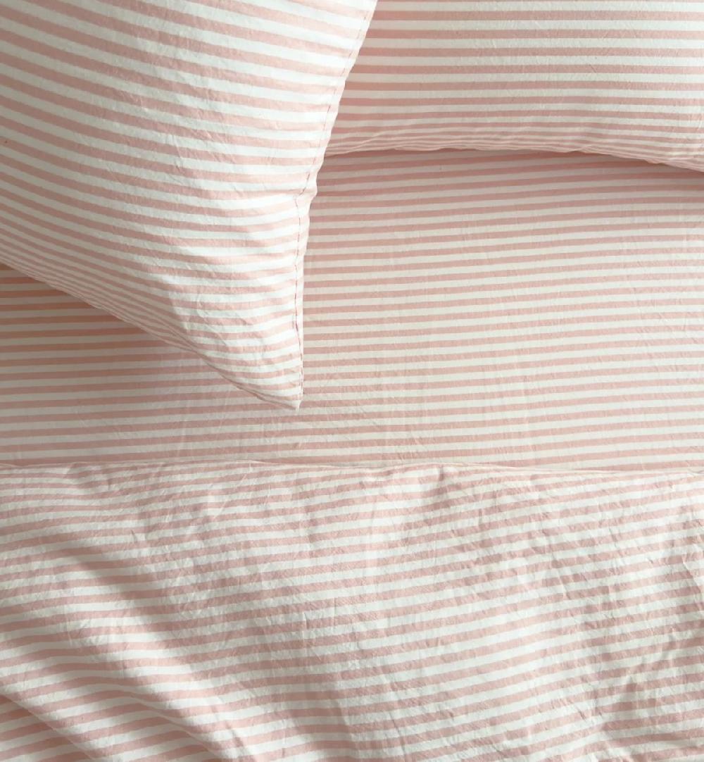 Kadolis Drap Housse Percale De Coton Bio Rayé Adulte