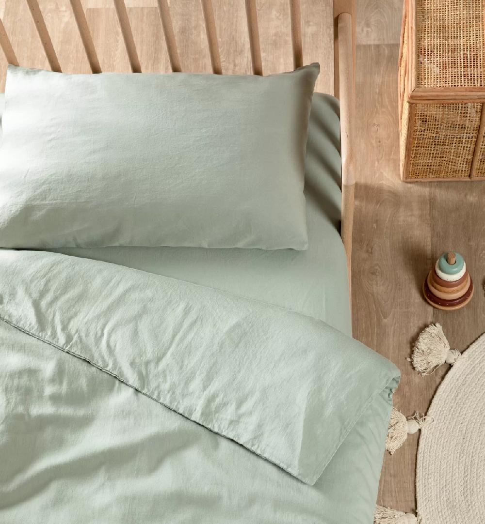 kadolis Housse de Couette bébé Satin de Coton Bio lavé