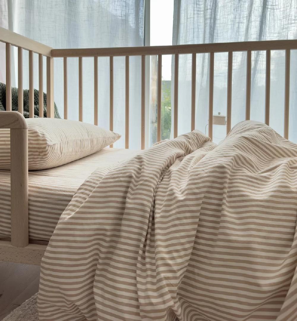 Kadolis Housse De Couette Percale De Coton Bio Bébé Rayé