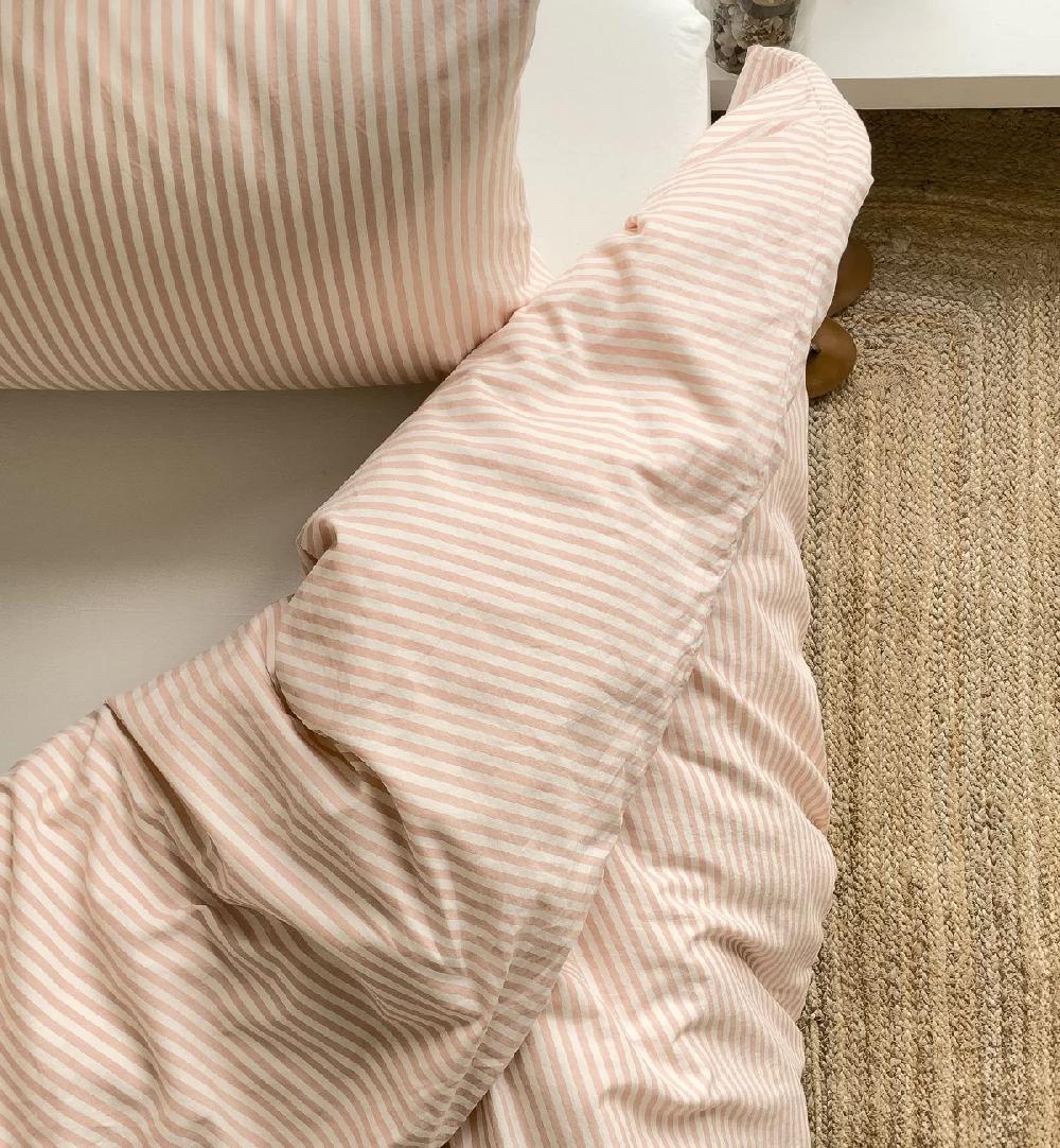 kadolis Housse de couette Percale de Coton Bio rayé 1 personne