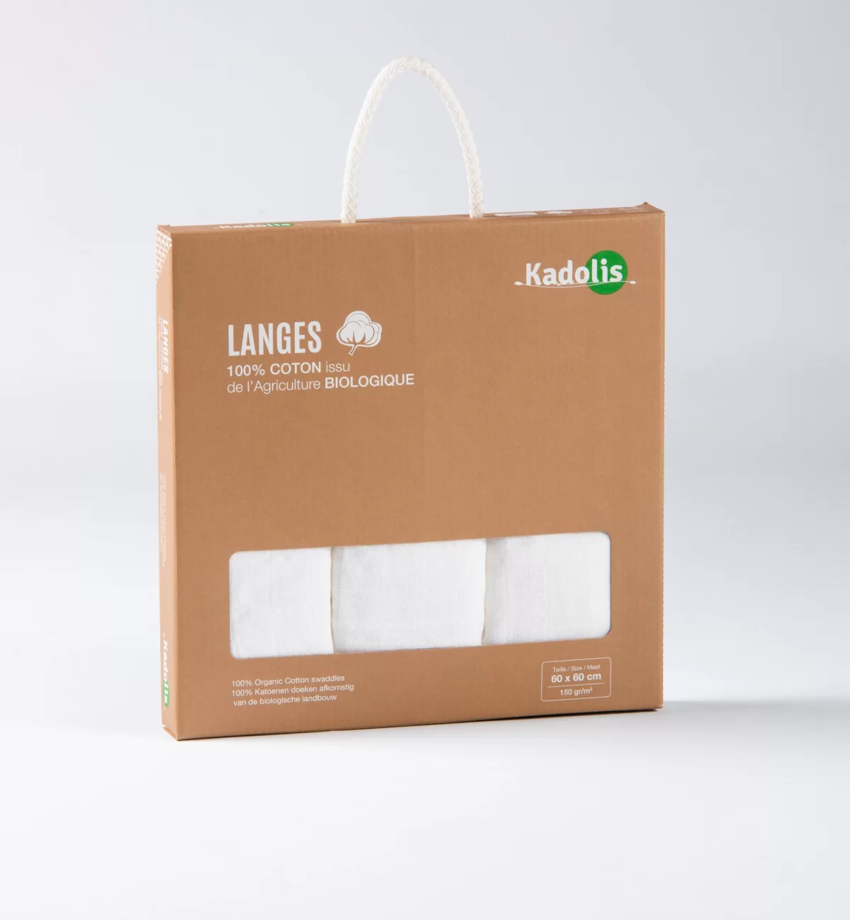 Kadolis Langes Coton Bio Unis (set De 3)
