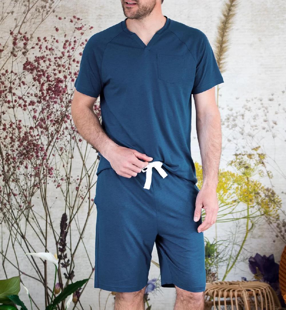 kadolis Short de pyjama homme en Coton Bio et TENCEL™ Sonora