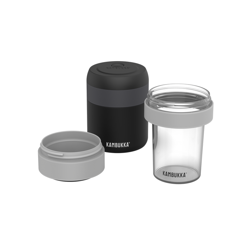 kambukka Ensemble Bora Matte Black & Snack Container & Micro Compartment Ensemble Bora Matte Black & Snack Container & Micro Compartment -15% Rabais appliqué