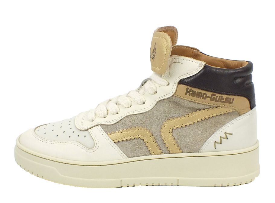 Kamo Gutsu Kamo-Gutsu Damen Sneaker Campa 112 Bianco Oro Brown