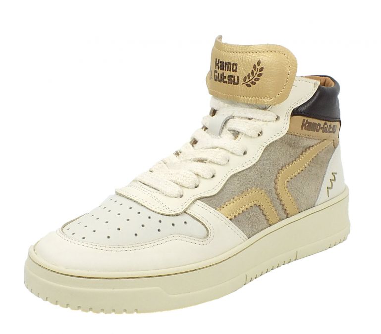 kamo gutsu Kamo-Gutsu Damen Sneaker Campa 112 Bianco Oro Brown