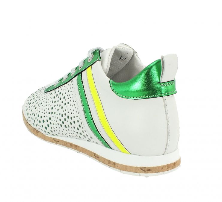 Kamo Gutsu Kamo-Gutsu Damen Sneaker Tifa 005 Bianco Verde Fluo