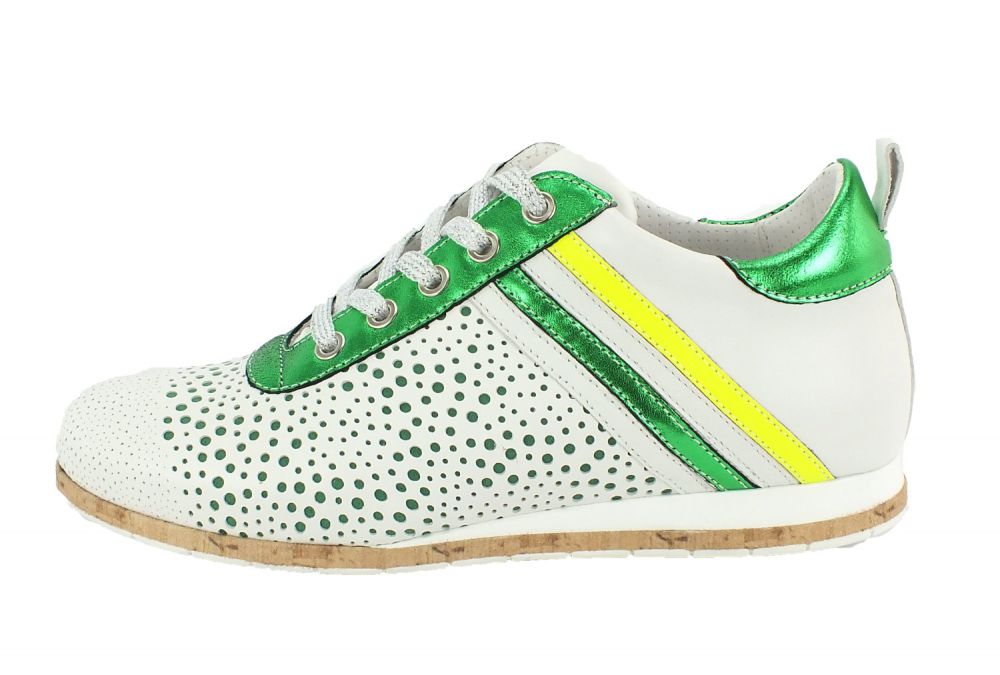 Kamo Gutsu Kamo-Gutsu Damen Sneaker Tifa 005 Bianco Verde Fluo