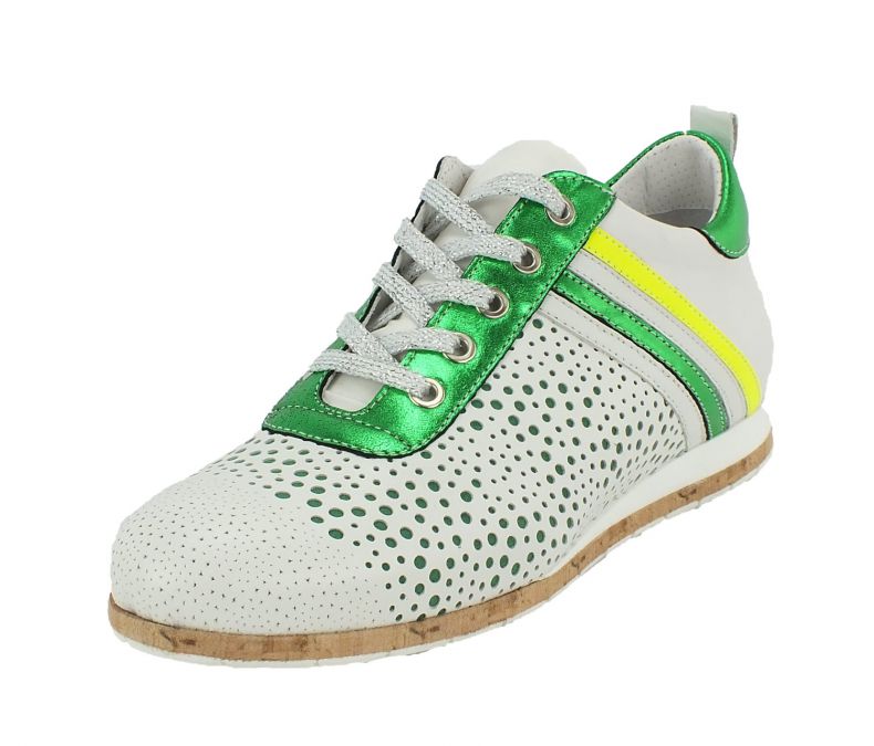 kamo gutsu Kamo-Gutsu Damen Sneaker Tifa 005 Bianco Verde Fluo