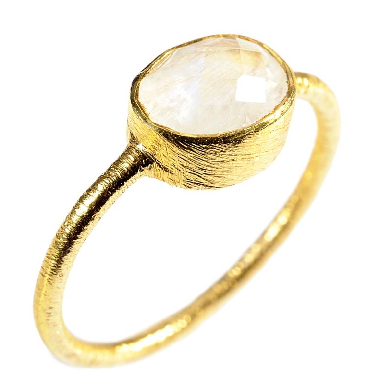 Karawan Authentic Bague Plaqué Or "Drop" Pierre De Lune