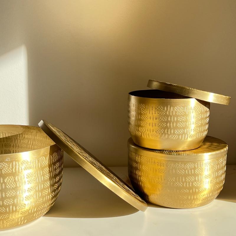 Karawan Authentic Boites En Alu Recyclé Gravées Coloris Doré Mat