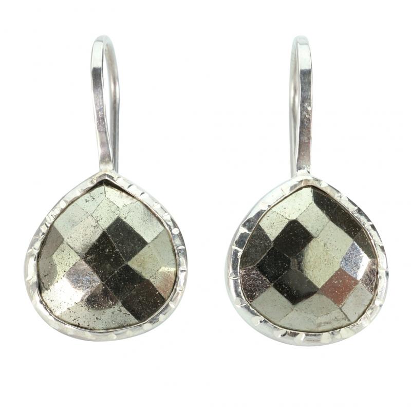 Karawan Authentic Boucles D'oreilles Argent "Drop" Pyrite