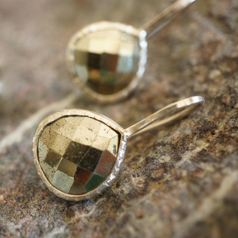 karawan authentic Boucles d'oreilles argent "Drop" Pyrite