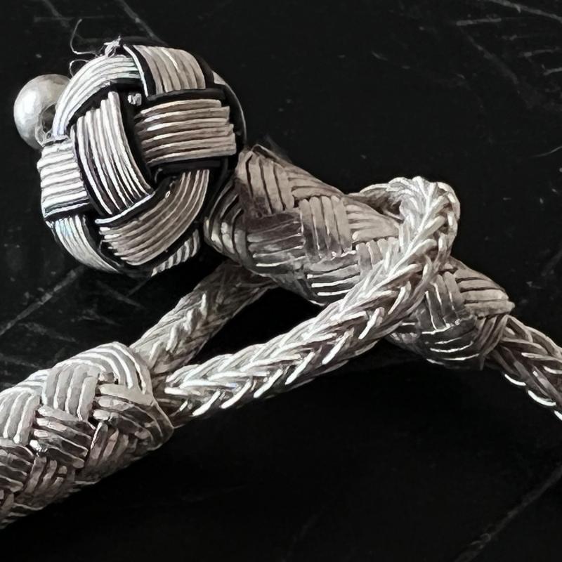Karawan Authentic Bracelet 5 Noeuds Blancs - Argent Et Argent Oxydé - Fait Main - Homme&femme