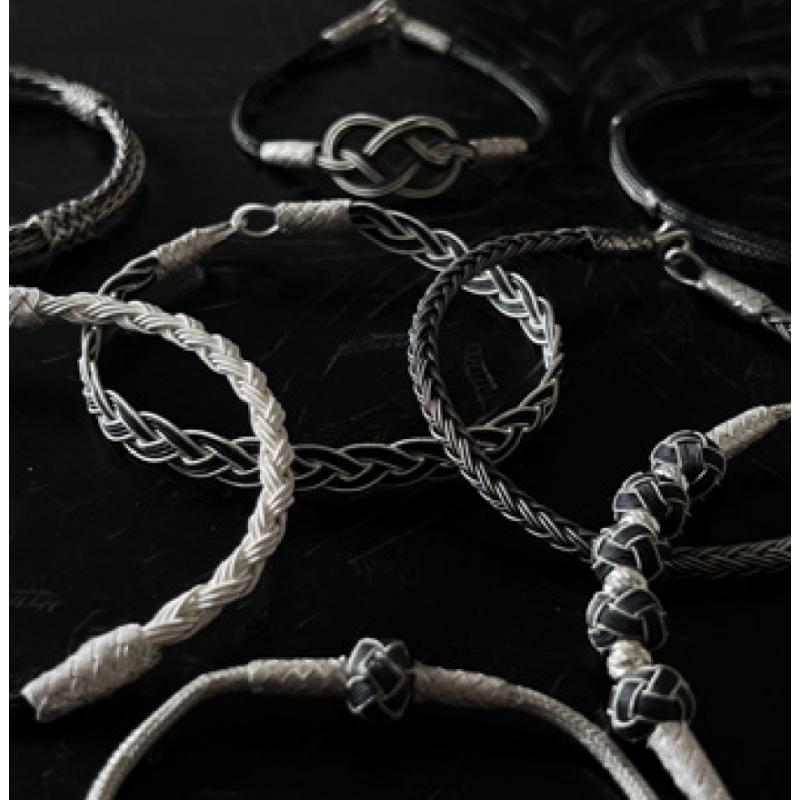 Karawan Authentic Bracelet Double Tresse Fine - Argent Et Argent Oxydé - Fait Main - Homme&femme