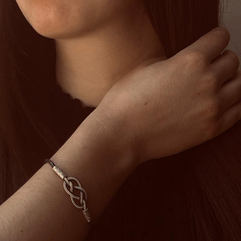 Karawan Authentic Bracelet Infini - Argent Et Argent Oxydé - Fait Main - Homme&femme