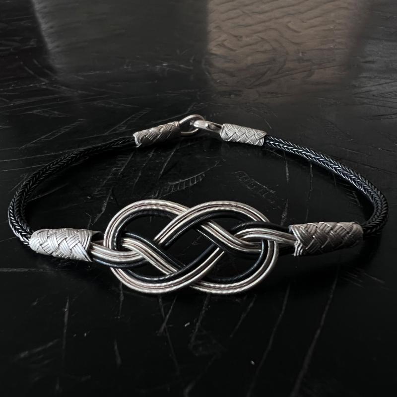 Karawan Authentic Bracelet Infini - Argent Et Argent Oxydé - Fait Main - Homme&femme