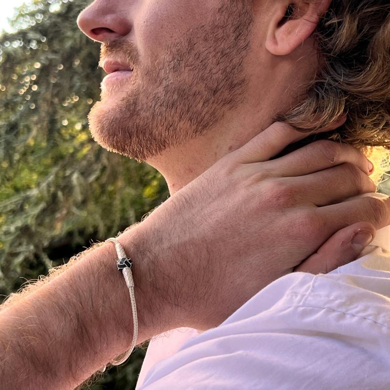 Karawan Authentic Bracelet Noeud Noir - Argent Et Argent Oxydé - Fait Main - Homme&femme