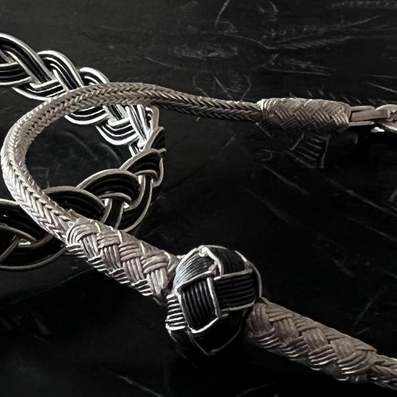 Karawan Authentic Bracelet Noeud Noir - Argent Et Argent Oxydé - Fait Main - Homme&femme