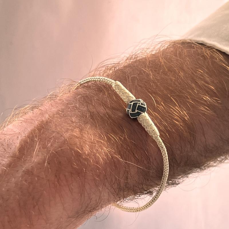 karawan authentic Bracelet noeud noir - Argent et argent oxydé - fait main - homme&femme