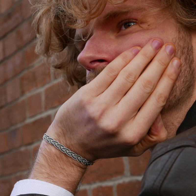 Karawan Authentic Bracelet Tresse - Argent Et Argent Oxydé - Fait Main - Homme&femme