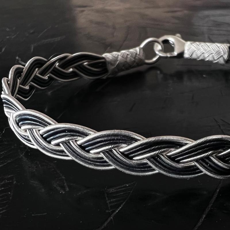 Karawan Authentic Bracelet Tresse - Argent Et Argent Oxydé - Fait Main - Homme&femme