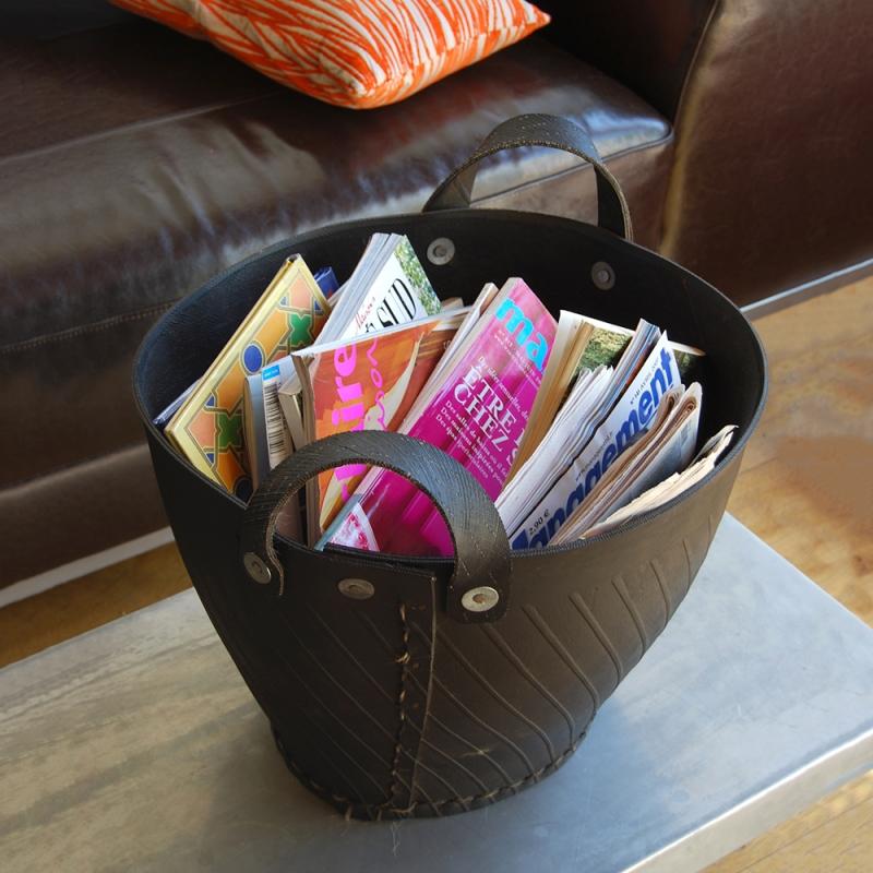 karawan authentic Cabas en pneu avec poignées en pneu recyclé - grand modèle