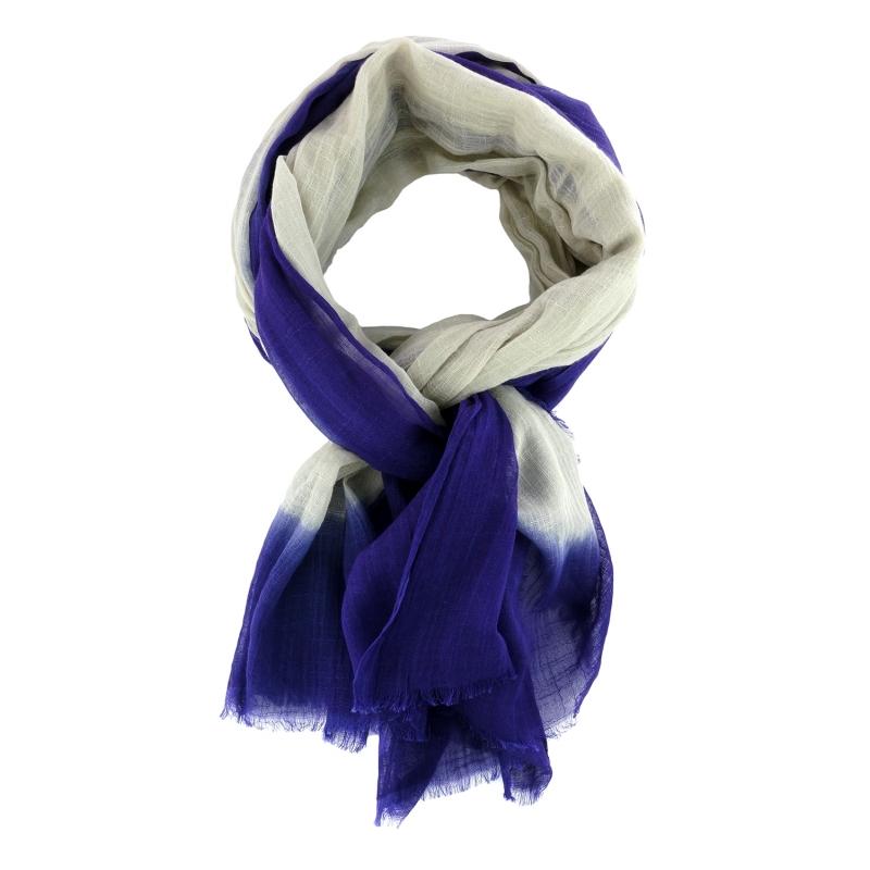 karawan authentic Chèches Chic en coton sable et indigo