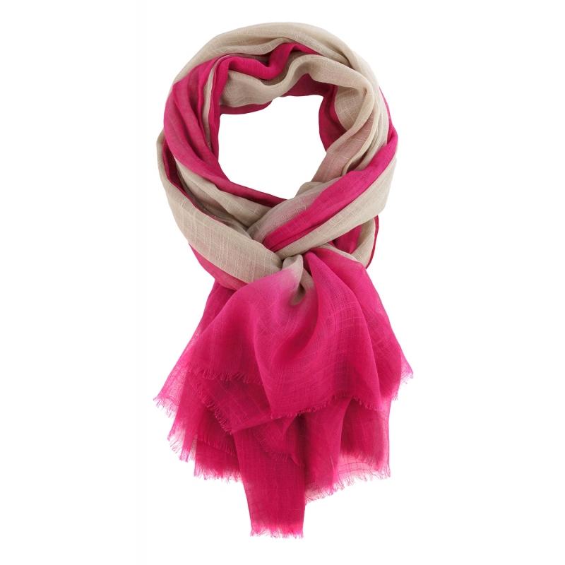 karawan authentic Chèches Chic en coton sable et rose fluo