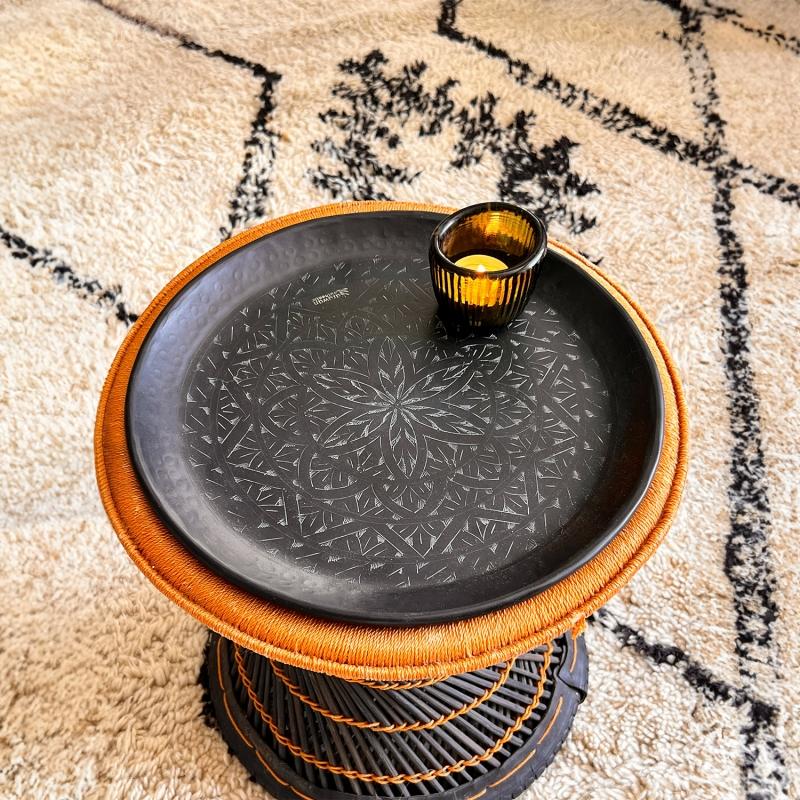 Karawan Authentic Coupelle / Plateau "Arabesk" Noir Oxydé Et Gravé