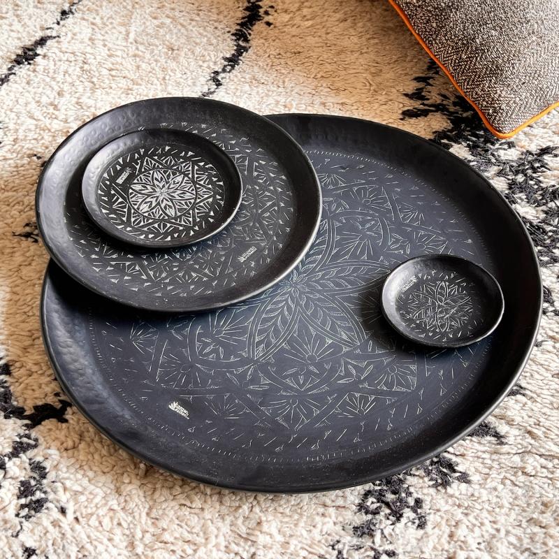 karawan authentic Coupelle / Plateau "Arabesk" noir oxydé et gravé