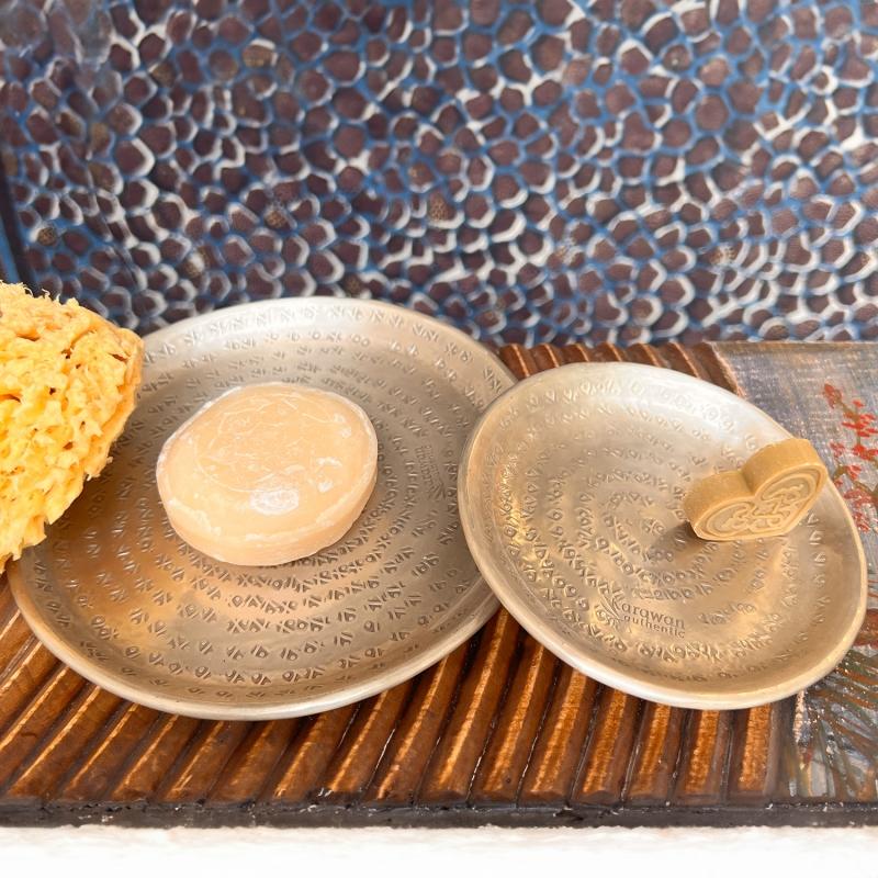 Karawan Authentic Coupelle / Plateau "Palmyr" Argenté Martelé Et Gravé