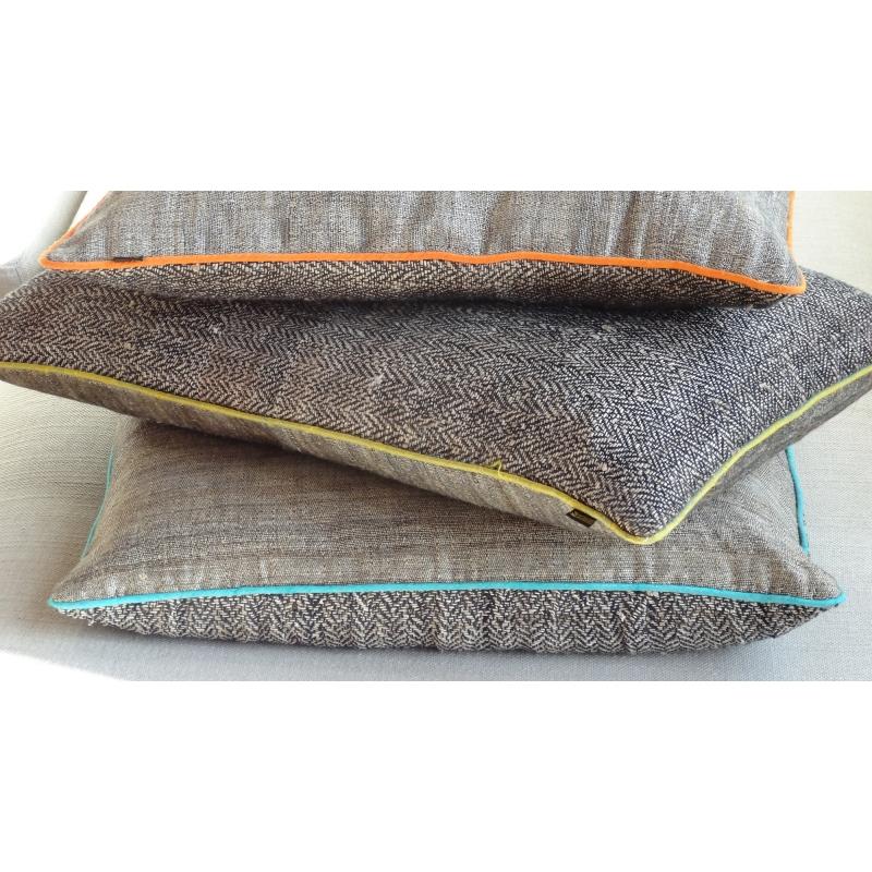 Karawan Authentic Coussin "Ortie Et Soie" Rectangulaire Turquoise